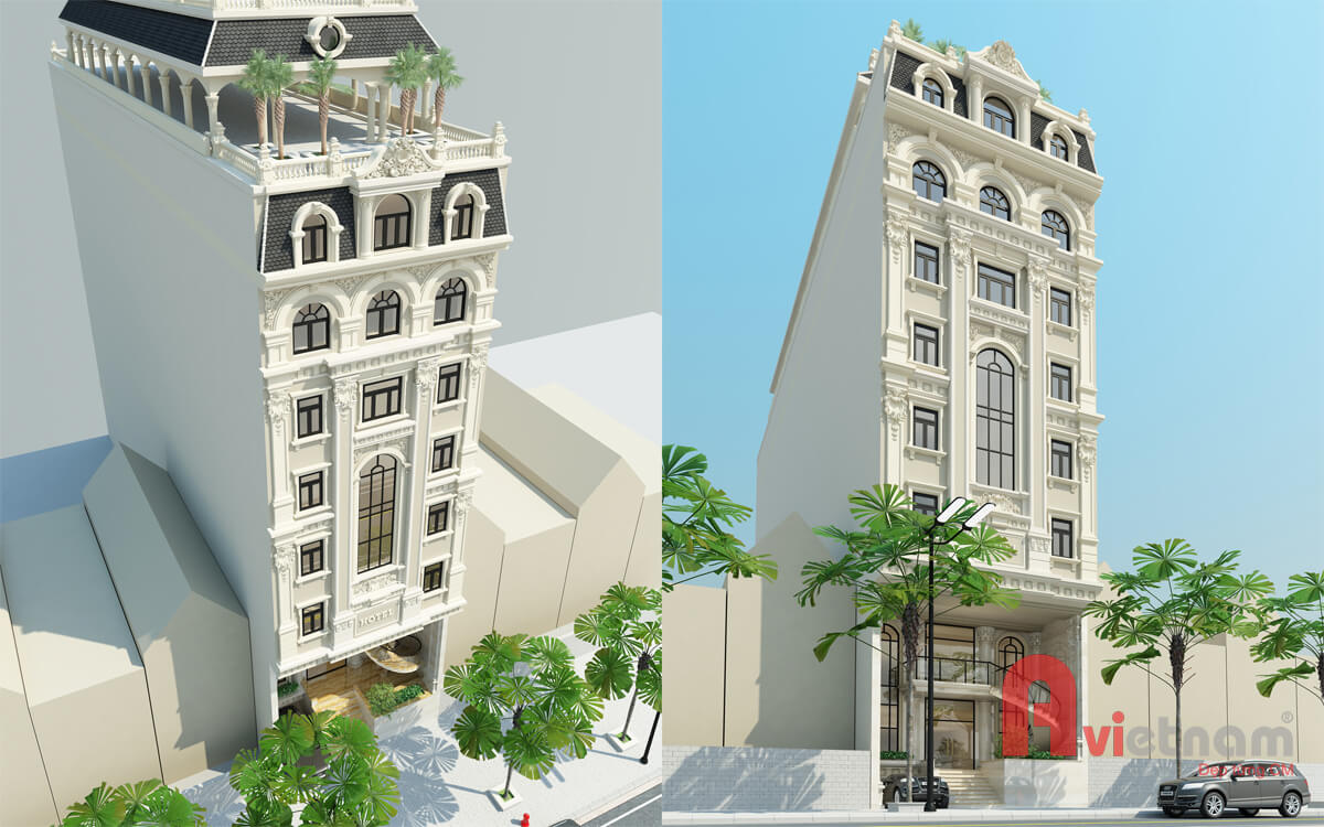 Mẫu khách sạn 10 tầng kiến trúc cổ điển sang trọng tại Hà Tĩnh