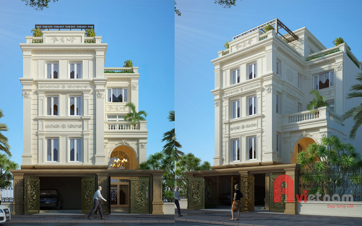 Thiết kế nhà phố cổ điển kiến trúc Pháp tại Hà Nội