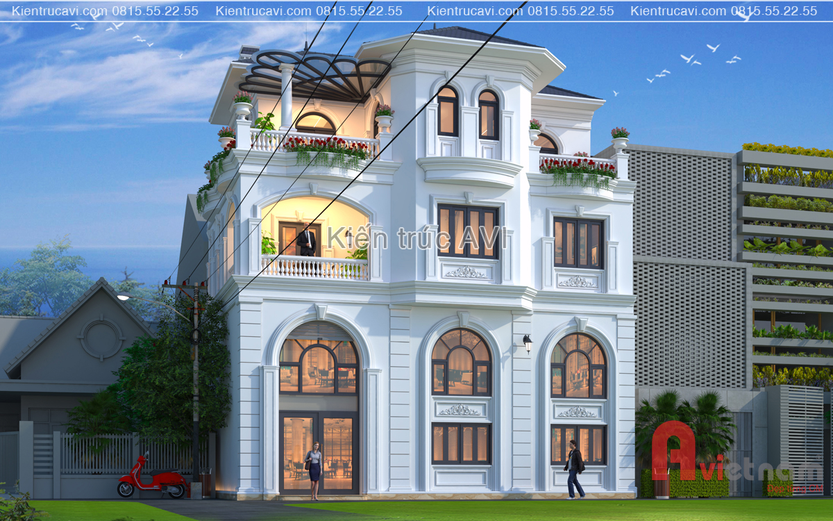 Thiết kế biệt thự 4 tầng tân cổ điển sang trọng tại Hà Nội