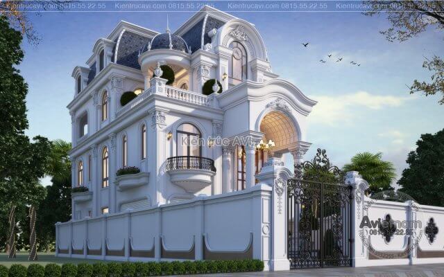 SỬNG SỐT với mẫu thiết kế biệt thự 3 tầng tân cổ điển KT21043
